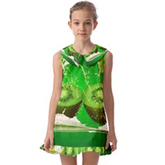 Kiwi Fruit Vitamins Healthy Cut Kids  Pilgrim Collar Ruffle Hem Dress by Amaryn4rt