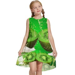 Kiwi Fruit Vitamins Healthy Cut Kids  Frill Swing Dress by Amaryn4rt