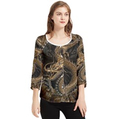 Dragon Pentagram Chiffon Quarter Sleeve Blouse by Amaryn4rt