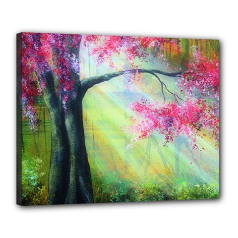 Forests Stunning Glimmer Paintings Sunlight Blooms Plants Love Seasons Traditional Art Flowers Sunsh Canvas 20  X 16  (stretched) by Amaryn4rt