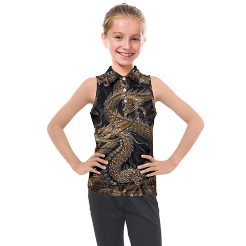 Dragon Pentagram Kids  Sleeveless Polo T-shirt by Amaryn4rt