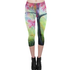 Forests Stunning Glimmer Paintings Sunlight Blooms Plants Love Seasons Traditional Art Flowers Sunsh Capri Leggings  by Amaryn4rt