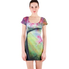 Forests Stunning Glimmer Paintings Sunlight Blooms Plants Love Seasons Traditional Art Flowers Sunsh Short Sleeve Bodycon Dress by Amaryn4rt