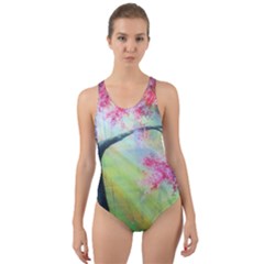 Forests Stunning Glimmer Paintings Sunlight Blooms Plants Love Seasons Traditional Art Flowers Sunsh Cut-out Back One Piece Swimsuit by Amaryn4rt