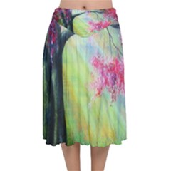 Forests Stunning Glimmer Paintings Sunlight Blooms Plants Love Seasons Traditional Art Flowers Sunsh Velvet Flared Midi Skirt by Amaryn4rt