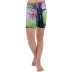 Forests Stunning Glimmer Paintings Sunlight Blooms Plants Love Seasons Traditional Art Flowers Sunsh Kids  Lightweight Velour Capri Yoga Leggings by Amaryn4rt