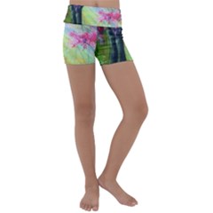 Forests Stunning Glimmer Paintings Sunlight Blooms Plants Love Seasons Traditional Art Flowers Sunsh Kids  Lightweight Velour Yoga Shorts by Amaryn4rt