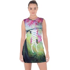 Forests Stunning Glimmer Paintings Sunlight Blooms Plants Love Seasons Traditional Art Flowers Sunsh Lace Up Front Bodycon Dress by Amaryn4rt