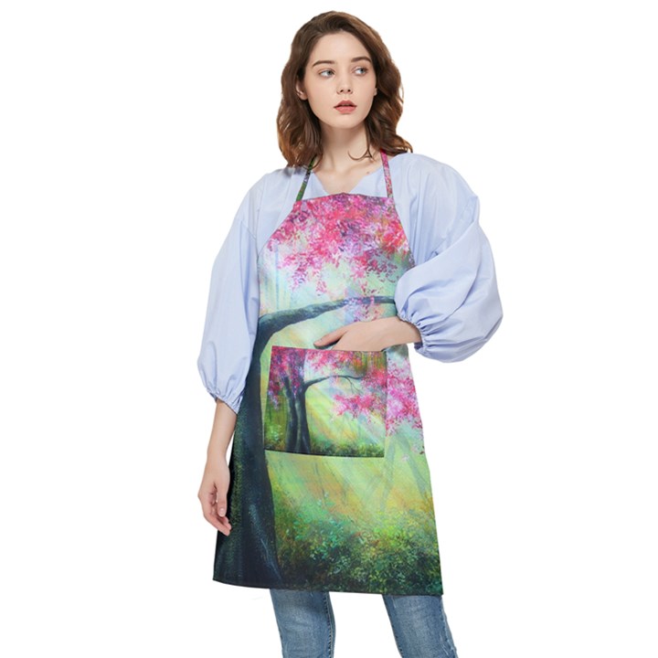 Forests Stunning Glimmer Paintings Sunlight Blooms Plants Love Seasons Traditional Art Flowers Sunsh Pocket Apron