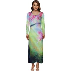 Forests Stunning Glimmer Paintings Sunlight Blooms Plants Love Seasons Traditional Art Flowers Sunsh Long Sleeve Longline Maxi Dress by Amaryn4rt