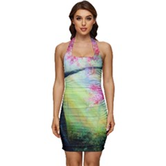 Forests Stunning Glimmer Paintings Sunlight Blooms Plants Love Seasons Traditional Art Flowers Sunsh Sleeveless Wide Square Neckline Ruched Bodycon Dress by Amaryn4rt