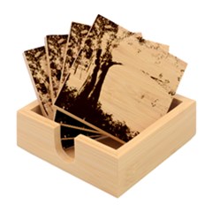 Forests Stunning Glimmer Paintings Sunlight Blooms Plants Love Seasons Traditional Art Flowers Sunsh Bamboo Coaster Set