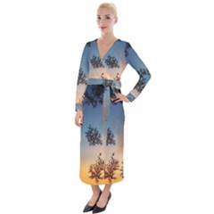 Hardest-frost-winter-cold-frozen Velvet Maxi Wrap Dress by Amaryn4rt