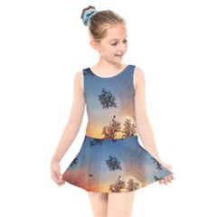 Hardest-frost-winter-cold-frozen Kids  Skater Dress Swimsuit by Amaryn4rt