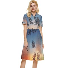 Hardest-frost-winter-cold-frozen Button Top Knee Length Dress by Amaryn4rt