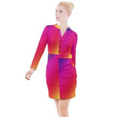 Rainbow Colors Button Long Sleeve Dress by Amaryn4rt