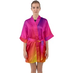 Rainbow Colors Half Sleeve Satin Kimono  by Amaryn4rt