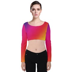 Rainbow Colors Velvet Long Sleeve Crop Top by Amaryn4rt