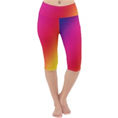 Rainbow Colors Lightweight Velour Cropped Yoga Leggings by Amaryn4rt