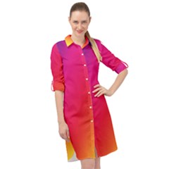 Rainbow Colors Long Sleeve Mini Shirt Dress by Amaryn4rt