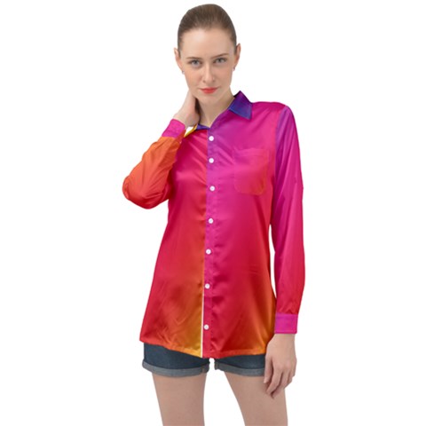 Rainbow Colors Long Sleeve Satin Shirt by Amaryn4rt