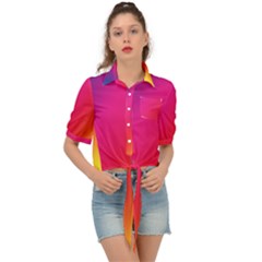 Rainbow Colors Tie Front Shirt  by Amaryn4rt