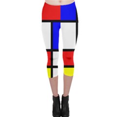 Mondrian-red-blue-yellow Capri Leggings  by Amaryn4rt