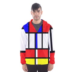 Mondrian-red-blue-yellow Men s Hooded Windbreaker by Amaryn4rt