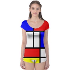 Mondrian-red-blue-yellow Boyleg Leotard  by Amaryn4rt