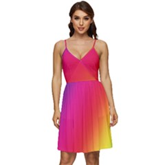 Rainbow Colors V-neck Pocket Summer Dress  by Amaryn4rt