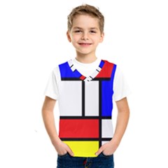 Mondrian-red-blue-yellow Kids  Basketball Tank Top by Amaryn4rt