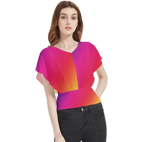 Rainbow Colors Butterfly Chiffon Blouse by Amaryn4rt