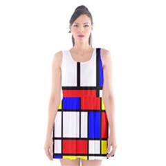 Mondrian-red-blue-yellow Scoop Neck Skater Dress by Amaryn4rt