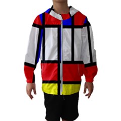 Mondrian-red-blue-yellow Kids  Hooded Windbreaker by Amaryn4rt