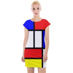 Mondrian-red-blue-yellow Cap Sleeve Bodycon Dress by Amaryn4rt