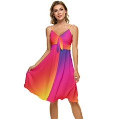 Rainbow Colors Sleeveless Tie Front Chiffon Dress by Amaryn4rt