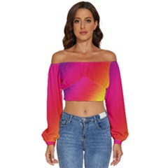 Rainbow Colors Long Sleeve Crinkled Weave Crop Top by Amaryn4rt