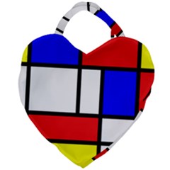 Mondrian-red-blue-yellow Giant Heart Shaped Tote by Amaryn4rt