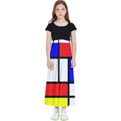 Mondrian-red-blue-yellow Kids  Flared Maxi Skirt by Amaryn4rt