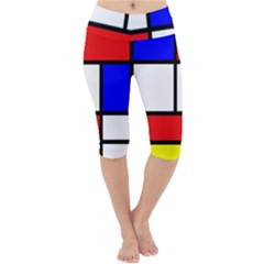 Mondrian-red-blue-yellow Lightweight Velour Cropped Yoga Leggings by Amaryn4rt