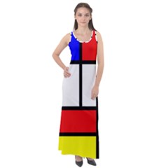 Mondrian-red-blue-yellow Sleeveless Velour Maxi Dress by Amaryn4rt