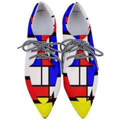 Mondrian-red-blue-yellow Pointed Oxford Shoes by Amaryn4rt