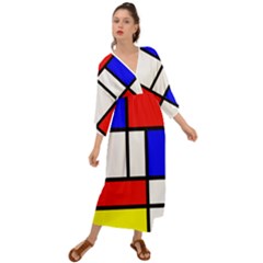 Mondrian-red-blue-yellow Grecian Style  Maxi Dress by Amaryn4rt