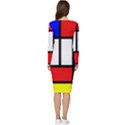 Mondrian-red-blue-yellow Long Sleeve V-Neck Bodycon Dress  View4