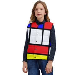 Mondrian-red-blue-yellow Kid s Button Up Puffer Vest	 by Amaryn4rt