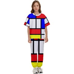 Mondrian-red-blue-yellow Kids  T-shirt And Pants Sports Set by Amaryn4rt