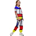 Mondrian-red-blue-yellow Kids  T-Shirt and Pants Sports Set View3