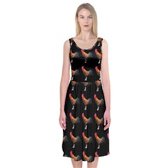 Background-pattern-chicken-fowl Midi Sleeveless Dress by Amaryn4rt