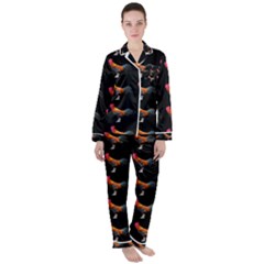 Background-pattern-chicken-fowl Women s Long Sleeve Satin Pajamas Set	