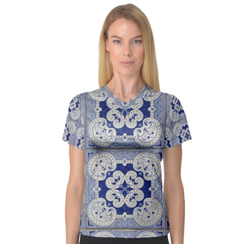 Ceramic-portugal-tiles-wall V-neck Sport Mesh T-shirt by Amaryn4rt